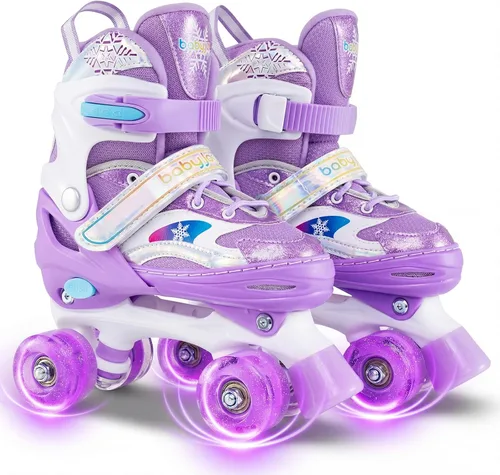 Miniatura 14 de BABY JOY Patines de ruedas de mariposa, 4 tamaños ajustables para niñas, adolescentes y adultos de 5 a 8 a 13 años o más, con ruedas iluminadas