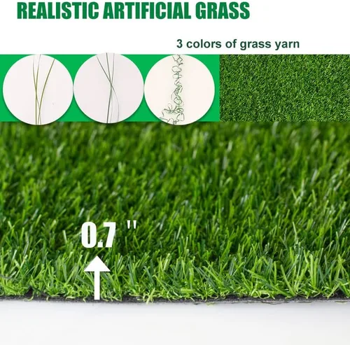 Miniatura 5 de Alfombra de césped artificial de 0.7" Césped falso 1FTX1FT Alfombra de césped sintético para interior y exterior para patio con orificios de drenaje