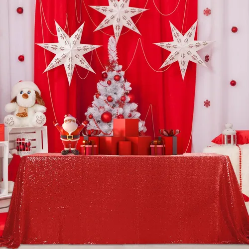Miniatura 9 de Hahuho Mantel rectangular de lentejuelas de 50x80 pulgadas, color champán, mantel con purpurina para decoración de despedida de soltera, cumpleaños