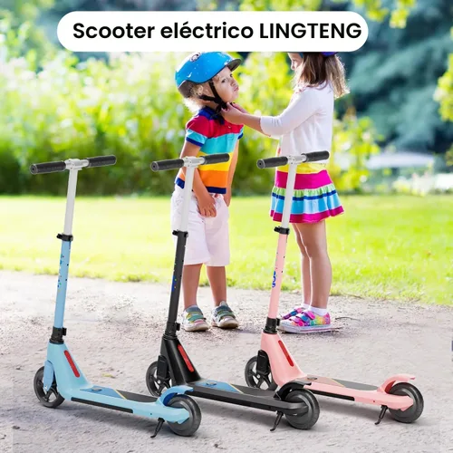 Miniatura 7 de LINGTENG Patinete Eléctrico para Niños de 6 a 10 Años, Patinete de Impulso con Arranque por Patada con Velocidad y Altura Ajustables, Rueda Luminosa