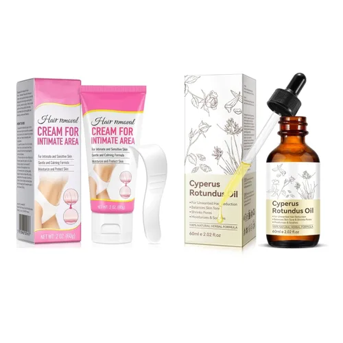 Cyperus Rotundus Oil - Crema depilatoria sin dolor para mujeres, reduce el crecimiento del vello corporal, crema de depilación íntima/privada para
