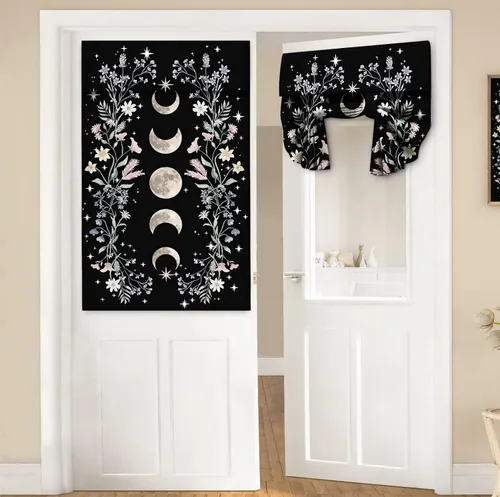 Miniatura 48 de Cortinas de puerta negras y rojas para ventanas de puerta, estampado de leopardo y cebra, cortinas de ventana para puerta de vidrio francesa