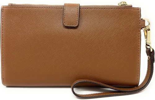 Miniatura 3 de Michael Kors Cartera de viaje con cremallera doble para mujer, de piel saffiano, Equipaje (marrón)