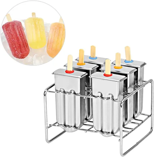 Miniatura 7 de Juego de 6, reutilizables de acero inoxidable para helados industriales para el hogar, cocina, bricolaje, herramienta para hacer hielo con bandeja