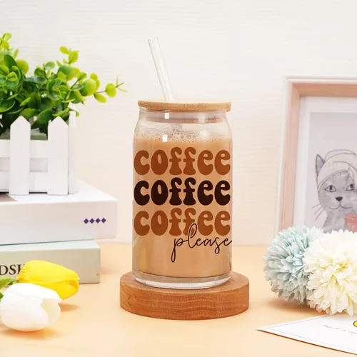 Miniatura 4 de AnyDesign Calcomanías de transferencia de vidrio retro Groovy Boho Frote en transferencias de flores, arco iris, impermeables, calcomanías de taza