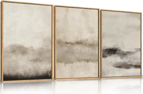 Miniatura 31 de HPINUB - Lienzo decorativo abstracto moderno para pared, juego de 3 impresiones artísticas enmarcadas, pintura de pared grande en blanco y negro, 16