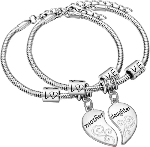 Miniatura 6 de Juego de pulseras dije de corazón para madre e hija, dos piezas