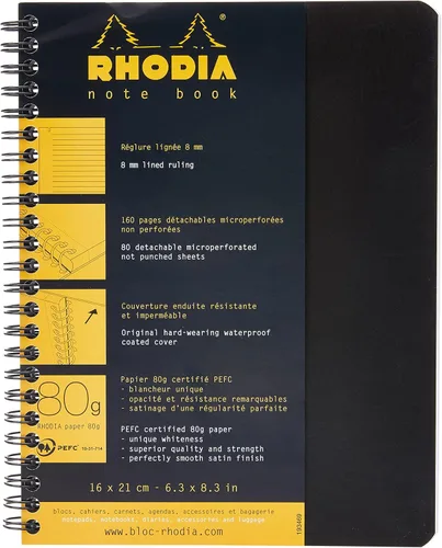 Miniatura 8 de Rhodia 193039C - Cuaderno de anillas (encuadernación completa) Negro - A4+ - Cuadrícula de puntos - 160 páginas extraíbles - Papel Clairefontaine