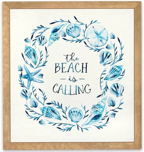 Miniatura 8 de Open Road Brands Happier Than a Seagull with a French Fry Wood Wall Decor – Lindo cartel inspirador con tema de playa