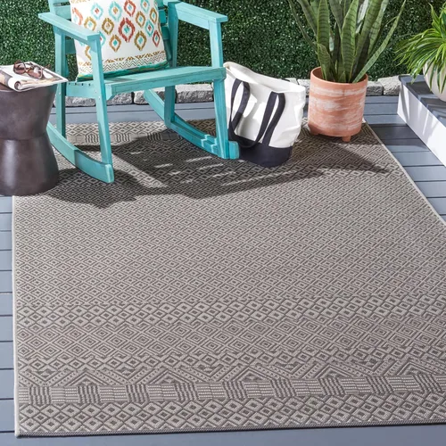 Miniatura 25 de SAFAVIEH Alfombra lavable para exteriores, colección Courtyard de 2.3 x 6.7 pies, beige y azul aguamarina, no desprende pelusa y es fácil