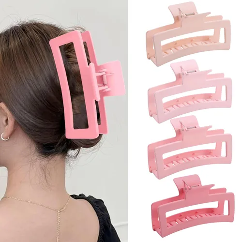 Miniatura 9 de ZYTJ Pinzas de garra negras extra grandes de 5 pulgadas para cabello grueso y largo, paquete de 4 clips de garra extra grandes, pinzas rectangulares