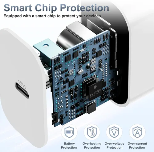 Miniatura 4 de 𝟐Pack 𝟒𝟓W Cargador Rápido para iPhone 17 16 15, Bloque de Carga USB C y Cable de 10 pies Tipo C a C Largo para Apple iPhone 17 Pro Max/17 Air/16
