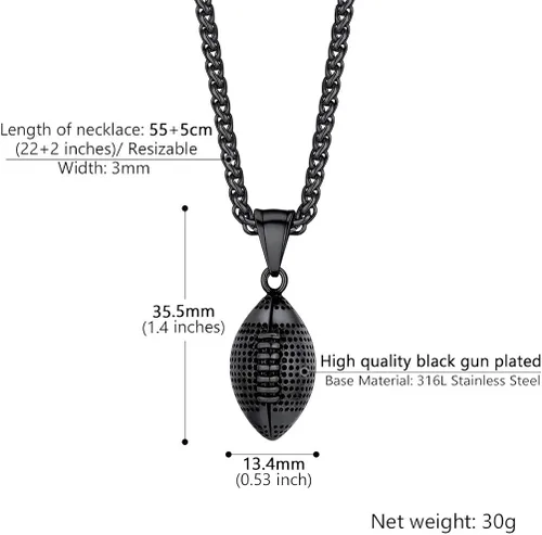 Miniatura 6 de PROSTEEL Collar con dije de fútbol 3D de acero inoxidable para fútbol, baloncesto, unisex, joyería para niños, niñas, mujeres, regalo para fanáticos