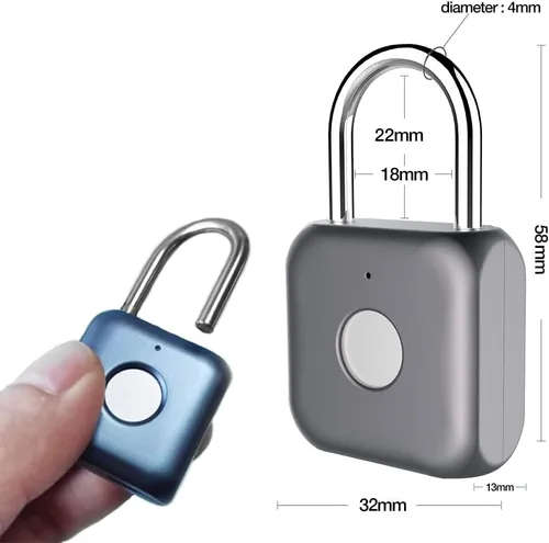 Miniatura 4 de eLinkSmart Candado de huella digital - Candado de combinación sin llave de metal azul para armario de gimnasio, armario escolar, mochila, maleta