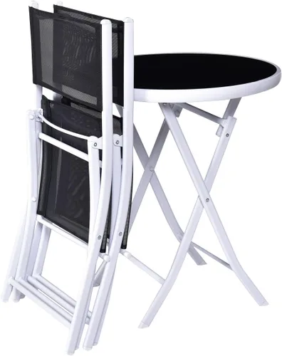 Miniatura 6 de Giantex Juego de mesa de bistró, juego de 3 piezas para patio, mesa y sillas plegables al aire libre, juego de comedor plegable para patio, juego