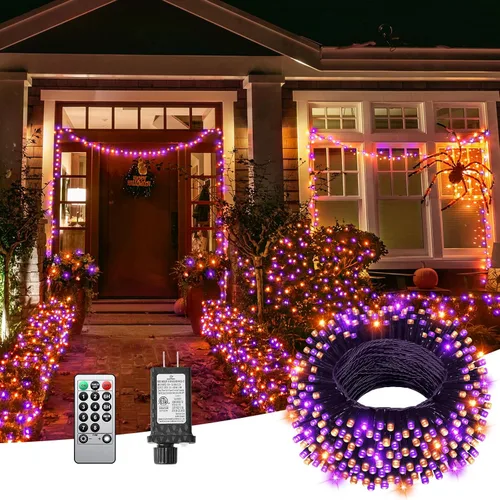 Miniatura 15 de 380 luces LED de Navidad de 125 pies, guirnalda de luces para exteriores, impermeables, temporizador y memoria, 8 modos regulables, para árbol