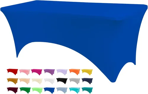 BDDC - Fundas de mesa para mesas de 6 pies, manteles elásticos lavables y resistentes a las arrugas de color azul real de 6 pies para eventos,