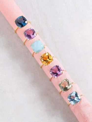 Miniatura 6 de YoTreasure Anillo audaz de oro amarillo sólido de 10 quilates con topacio azul cielo