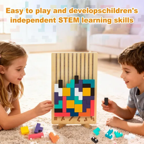 Miniatura 3 de Rompecabezas de bloques rusos Montessori de madera - Juguete apilable 3D para niños de 3 a 6 años, regalo educativo y rompecabezas para pensar