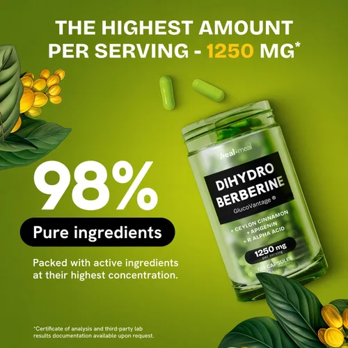 Miniatura 2 de Suplemento de Dihidroberberina HealMeal - Berberina Deshidro Orgánica - Suplemento Súper Berberina con Canela de Ceilán y Ácido Alfa Lipoico R