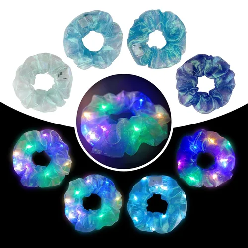 Miniatura 14 de 4 bandas elásticas para el cabello con luz LED, color verde del día de San Patricio, para mujeres y niñas, suministros de fiesta que brillan