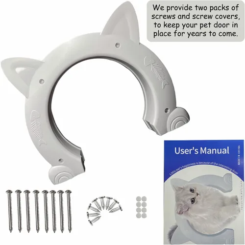 Miniatura 5 de Fhiny Puerta interior de puerta para gatos, puertas de gatitos de 8.5 pulgadas de diámetro sin solapa para pared, duraderas y fáciles de instalar