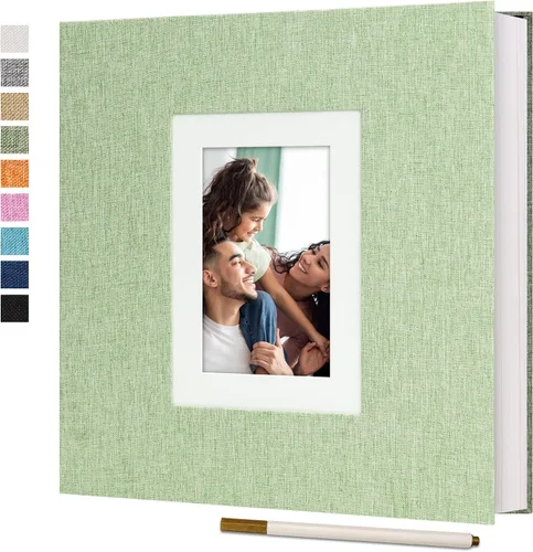 Miniatura 15 de Vienrose Álbum de fotos autoadhesivo para fotos de 2 x 3, 4 x 6, 5 x 7, 8 x 10 pulgadas, 40 páginas en blanco, cubierta de lino, libro de recuerdos