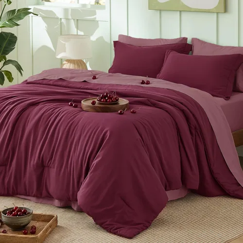 Miniatura 26 de Bedsure Juego de ropa de cama con edredón tamaño King en verde salvia, 7 piezas de ropa de cama ligera para cama King estilo boho, juego de ropa