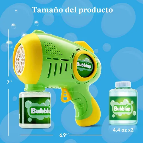Miniatura 6 de Joyin - 2 pistolas de burbujas para niños con 4 botellas de solución, máquina automática de burbujas con 8 agujeros para niños, adultos, juguetes