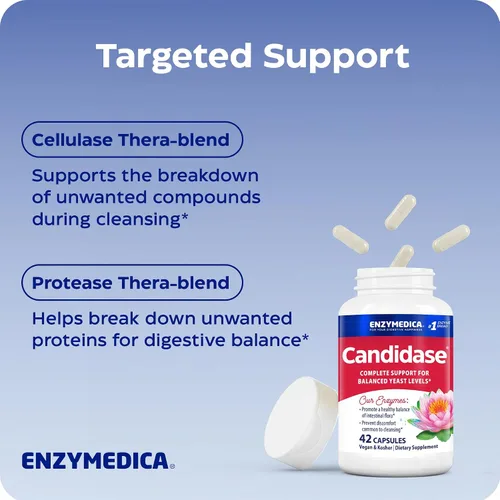 Miniatura 4 de Enzymedica Candidasa, enzimas para un apoyo de limpieza suave para hombres y mujeres, mezclado para la salud intestinal y microbioma con celulasa