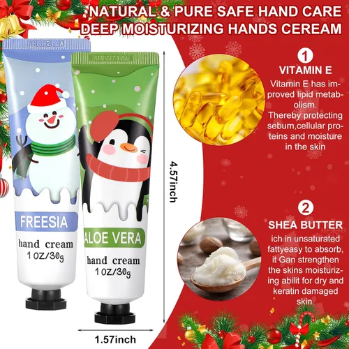 Miniatura 3 de Juego de 80 piezas de crema de manos de Navidad para manos secas y agrietadas, fragancia de plantas naturales, loción de manos de karité, mini crema