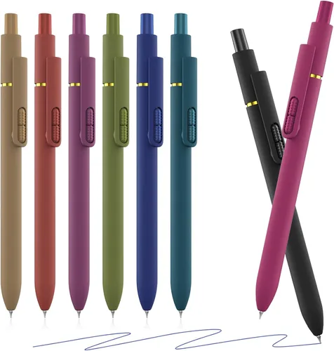 Miniatura 17 de Paquete de 8 bolígrafos de gel negro, punta media de 0.028 in, bolígrafos de tinta retráctiles de secado rápido para escritura suave, suministros