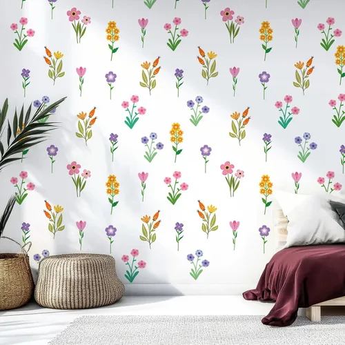 Zonon 6 calcomanías de pared con flores, de vinilo, removibles, para despegar y pegar, coloridas libélulas florales, decoración para dormitorio,