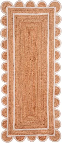 Miniatura 6 de Chouhan Rugs Alfombra de Área de Yute Natural Trenzada a Mano Runner Negro con Escalopes