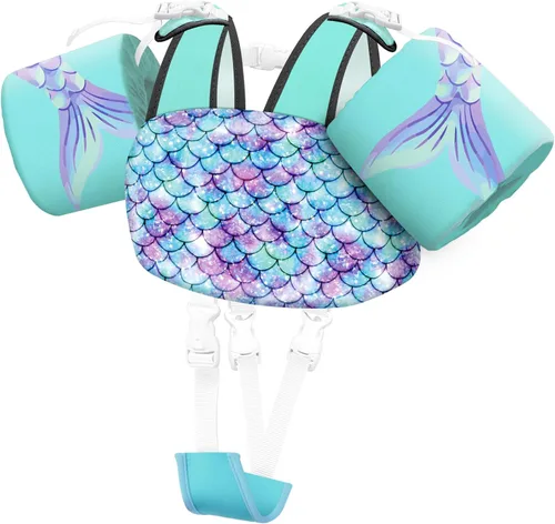 Miniatura 11 de Vvinca Chaleco de natación para niños de 22 a 66 libras, entrenador de natación para niños y niñas con correa de entrepierna antirozaduras