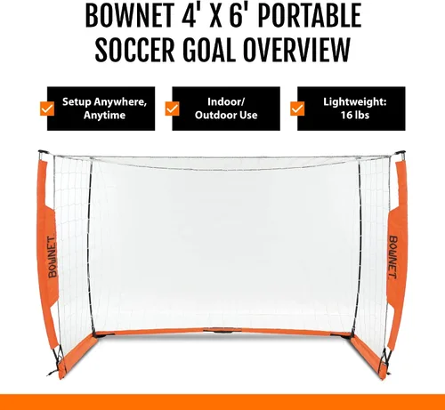 Miniatura 3 de Bownet - Portería de fútbol portátil con red - Portería de fútbol plegable emergente para entrenamiento y práctica - Marco de metal duradero
