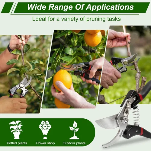 Miniatura 6 de Tijeras de podar, tijeras de jardín profesionales de 8.5 pulgadas, cortasetos de acero SK5, tijeras de jardín de mano, tijeras de jardín