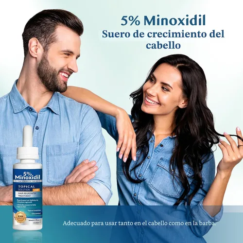Miniatura 7 de Minoxidil al 5% para Crecimiento del Cabello para Hombres y Mujeres: Suero de Tratamiento de Regeneración de Barba Extra Fuerte con Minoxidil