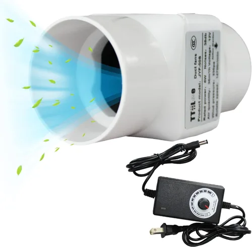 Miniatura 10 de Ventilador de conducto en línea de 2 pulgadas y 12 V para tienda de cultivo, ventilador de ventilación de 1.969 in y 6 W, ventiladores de escape