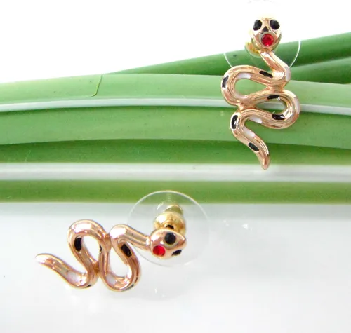 Miniatura 62 de Navachi Pendientes colgantes de gota de serpiente con forma de pera multicolor de cristal chapado en oro de 18 quilates