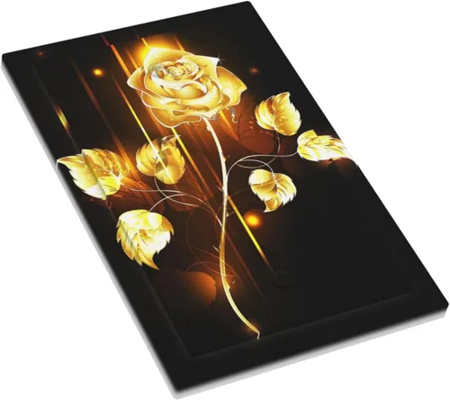 Miniatura 588 de Cubiertas de placa de pared de 3 gang con interruptor de luz de triple palanca, en negro y dorado con esplendor de oro rosa, estampado floral
