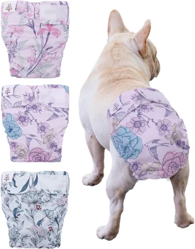 Miniatura 18 de CuteBone WWD28XS - Pañales lavables para perras, sin agujero para la cola, reutilizables, pantalones de entrenamiento para perritos, con cola