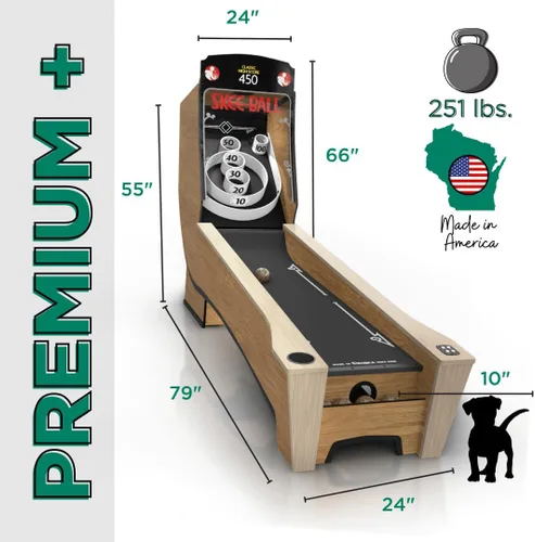 Miniatura 5 de Skee-Ball Juego de máquina de mesa arcade para sala de recreación en el sótano del hogar, diversión clásica nostálgica premium y nostálgica de rollo