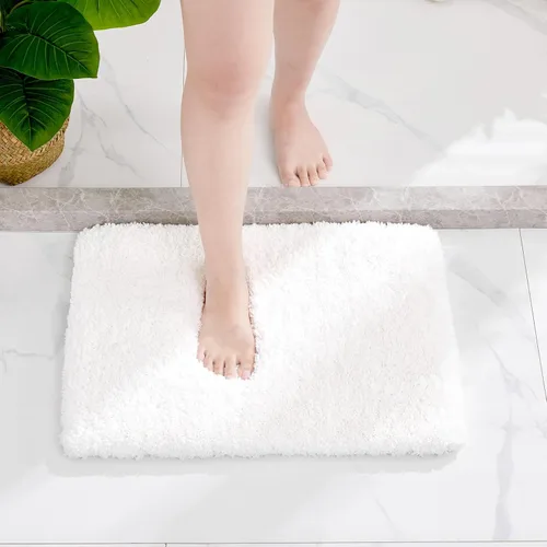 Miniatura 2 de Disolla Alfombras pequeñas para baño 17x24 antideslizante, alfombra de baño blanca esponjosa para el suelo del baño, lavable a máquina, alfombra