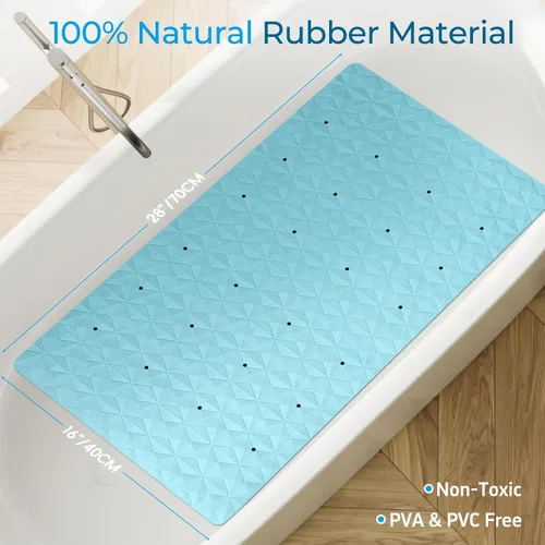 Miniatura 6 de WRISIN Tapete antideslizante para bañera y ducha, tapete de goma natural con 241 ventosas, tapete de seguridad suave para baño, patrón único