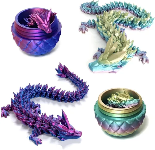 Miniatura 6 de Huevo de dragón impreso en 3D, juguete misterioso de dragón de cristal, dragón articulado, decoración de escritorio para el hogar, huevos