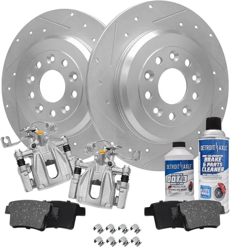 Miniatura 18 de Detroit Axle - Rotores de freno para Ford 2013-2019 Explorer Taurus Flex Lincoln MKT MKS, rotores de freno de disco ranurados perforados de repuesto