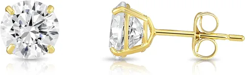 Miniatura 2 de Aretes oro amarillo 14K solitario, zirconia cúbica, CZ con mariposas