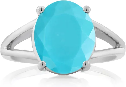 Miniatura 57 de Gem Stone King Anillo solitario con piedra preciosa de 3.00-7.00 quilates Plata de ley 925 Ovalado de 0.47 x 0.49 pulgadas Anillo