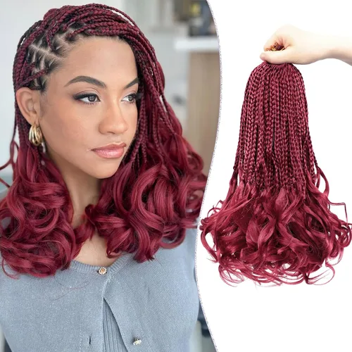 Miniatura 37 de Trenzas de ganchillo rizadas francesas de 22 pulgadas, 8 paquetes, trenzas de caja diosa grises para mujeres, de ganchillo pre-trenzadas con Trenzas